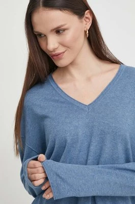 Mos Mosh sweter z domieszką kaszmiru kolor niebieski lekki