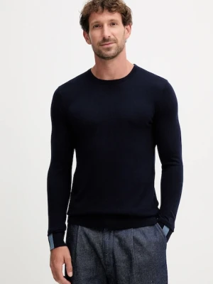 Mos Mosh sweter z wełną ADAM kolor granatowy lekki 503341
