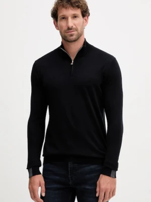 Mos Mosh sweter z wełną ADAM męski kolor czarny lekki z półgolfem 503342
