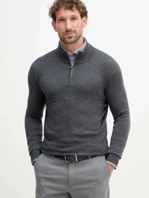 Mos Mosh sweter z wełną ADAM męski kolor czarny lekki z półgolfem 503342