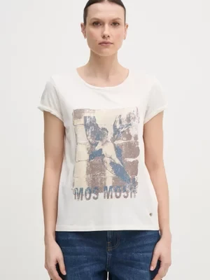 Mos Mosh t-shirt bawełniany damski kolor beżowy 168410