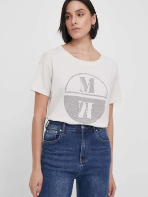 Mos Mosh t-shirt bawełniany damski kolor beżowy