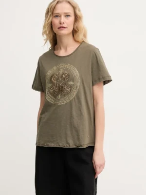 Mos Mosh t-shirt bawełniany damski kolor zielony 168100