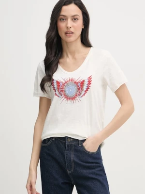 Mos Mosh t-shirt damski bawełniany Romi beżowy