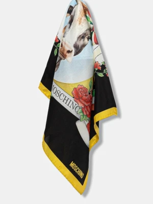 Moschino apaszka jedwabna damska kolor czarny wzorzysta M3295 3548
