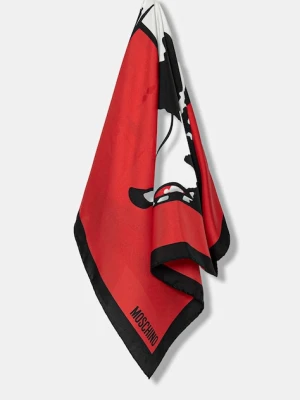 Moschino apaszka jedwabna damska kolor czerwony wzorzysta M3287 3549