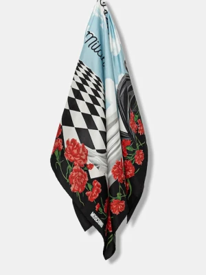 Moschino apaszka jedwabna damska kolor czerwony wzorzysta M3292 3549