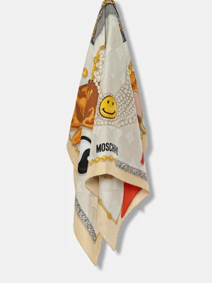 Moschino apaszka jedwabna damska kolor szary wzorzysta M3285 3549