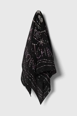Moschino apaszka jedwabna kolor czarny wzorzysta