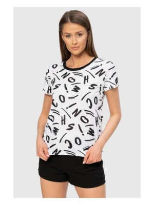 MOSCHINO Biały t-shirt dmski w czarne litery, Rozmiar XS
