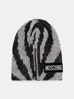Moschino czapka beanie damska z dodatkiem wełny szary