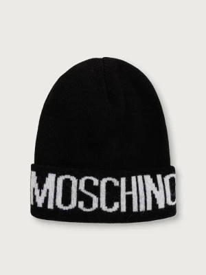 Moschino czapka beanie damska z wełną czarny