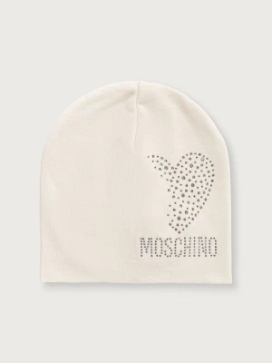Moschino czapka damska wełniana beżowy