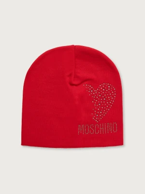 Moschino czapka damska wełniana czerwony