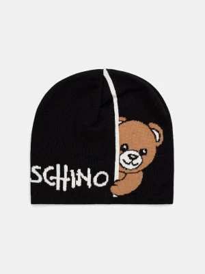 Moschino czapka damska z wełną czarny