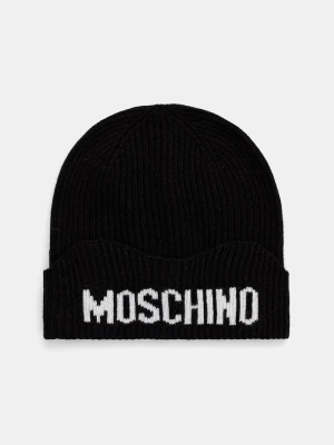 Moschino czapka damska z wełną czarny