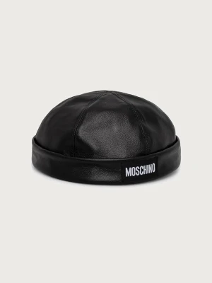 Moschino czapka męska skórzana czarny