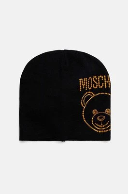 Moschino czapka wełniana kolor czarny wełniana M3159 65331