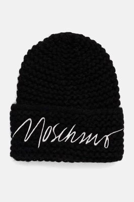 Moschino czapka wełniana kolor czarny z grubej dzianiny wełniana M3170 65423