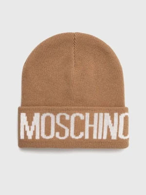 Zdjęcie produktu Moschino czapka z domieszką wełny kolor brązowy z grubej dzianiny M5672 60102