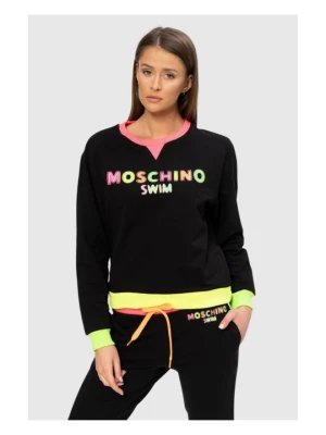 MOSCHINO Czarna bluza damska z neonowym logo, Rozmiar XS