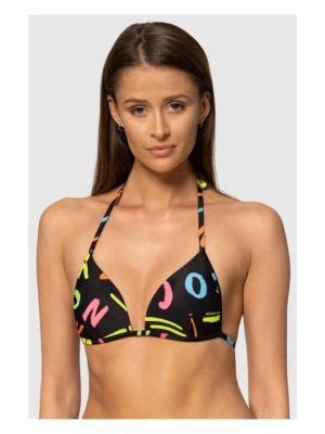 MOSCHINO Czarna góra od bikini w neonowe litery, Rozmiar XS