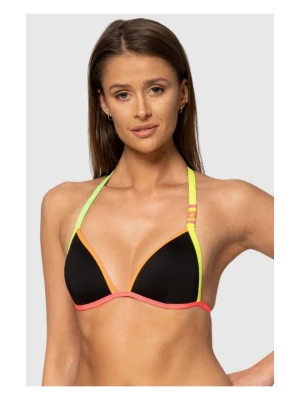 MOSCHINO Czarna góra od bikini z neonowymi lamówkami, Rozmiar XS