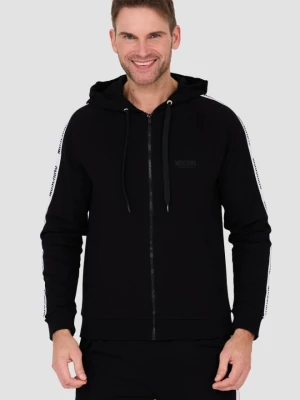 MOSCHINO Czarna męska bluza z kapturem i lampasami, Rozmiar M
