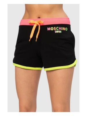 MOSCHINO Czarne szorty damskie z neonowym logo, Rozmiar XS