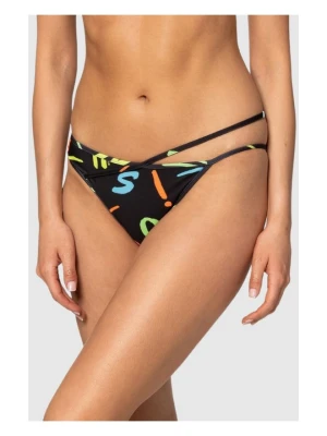MOSCHINO Czarny dół od bikini w neonowe litery, Rozmiar XS