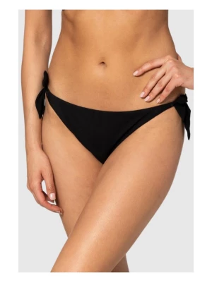 MOSCHINO Czarny dół od bikini z wiązaniami i złotym logo
