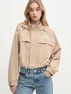 Moschino Jeans kurtka damska kolor beżowy przejściowa oversize 0605 3220