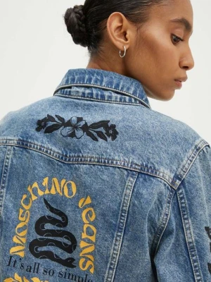 Moschino Jeans kurtka jeansowa damska kolor niebieski przejściowa 0501.8221