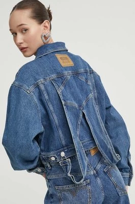 Moschino Jeans kurtka jeansowa damska kolor niebieski przejściowa oversize