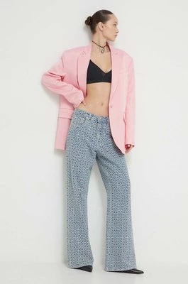 Moschino Jeans marynarka kolor różowy jednorzędowa gładka