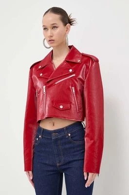 Moschino Jeans ramoneska damska kolor czerwony przejściowa