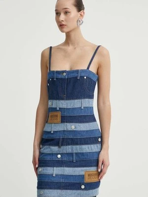 Moschino Jeans sukienka jeansowa kolor niebieski mini dopasowana