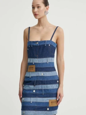 Moschino Jeans sukienka jeansowa kolor niebieski mini dopasowana