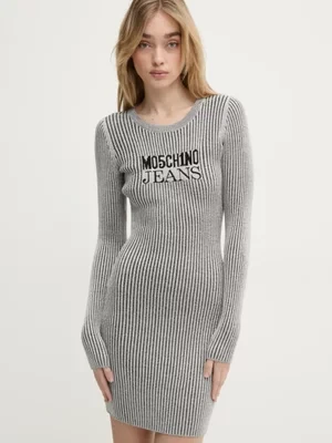 Moschino Jeans sukienka kolor szary mini dopasowana 0490 3205