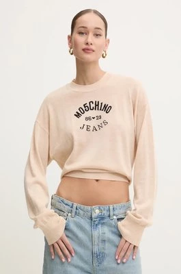 Moschino Jeans sweter wełniany damski kolor beżowy lekki J0931 8700