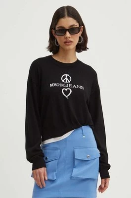 Moschino Jeans sweter wełniany damski kolor czarny lekki 0932.8203
