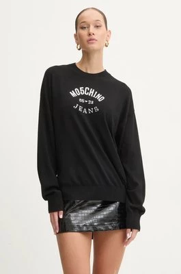 Moschino Jeans sweter wełniany damski kolor czarny lekki J0931 8700