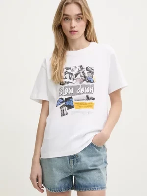 Moschino Jeans t-shirt bawełniany damski kolor biały 0708 3229