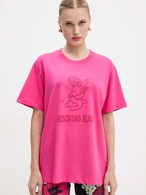 Moschino Jeans t-shirt bawełniany damski kolor różowy A0704 8733