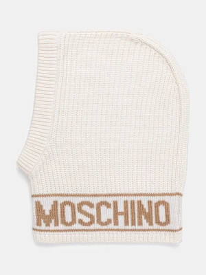 Moschino kaptur damski z dodatkiem wełny beżowy