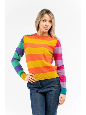 Moschino Kaszmirowy sweter w kolorze żółtym ze wzorem rozmiar: 42