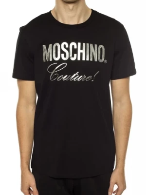 Moschino, Klasyczna Koszulka z Logo Black, male,