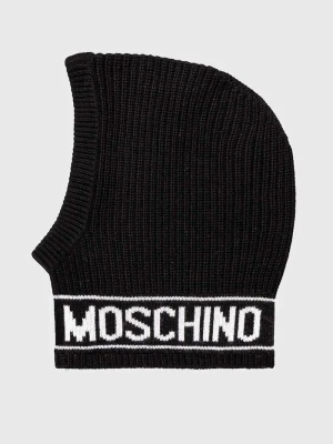 Moschino kaptur damski z dodatkiem wełny czarny
