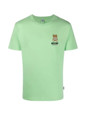 Moschino, Koszulka z nadrukiem logo i motywem misia Green, male,