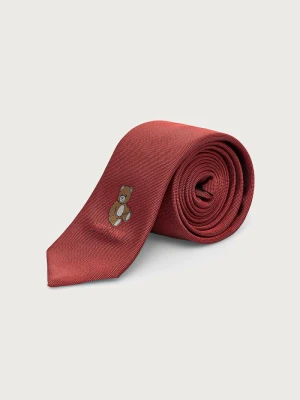 Moschino krawat męski jedwabny czerwony